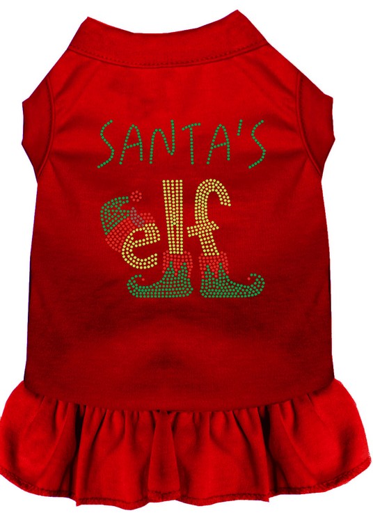 Santa's Elf Rhinestone Dog Dress Red XXL